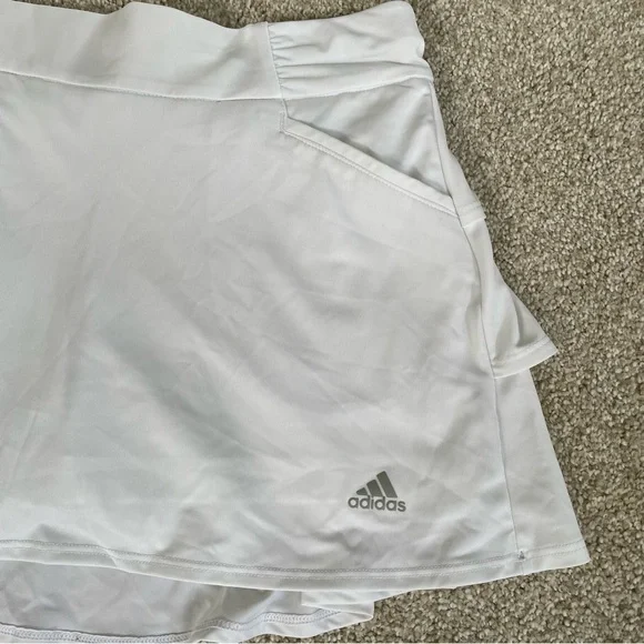 Adidas Girls White Ruffled Skort Size Small - Picture 3 of 7